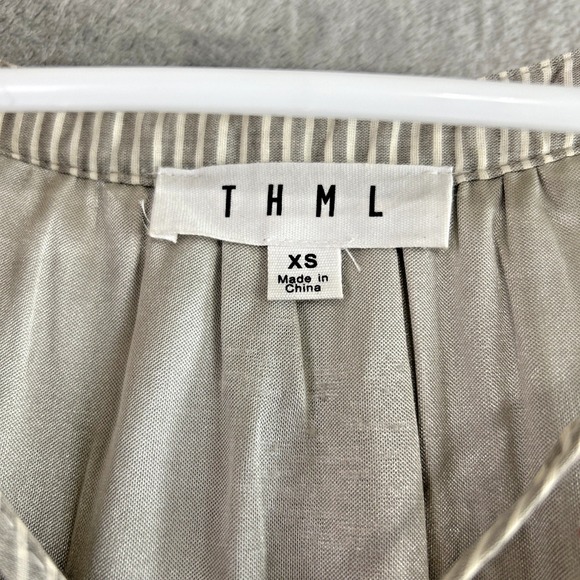 THML XS Sleeveless Embroidery Tassels Sun Dress Trim Grey Stripe Boho Festival - Picture 8 of 10